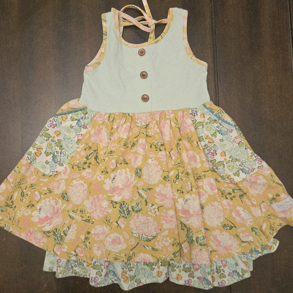 SweetHoney Floral Kids Dress in Yellow and Pink